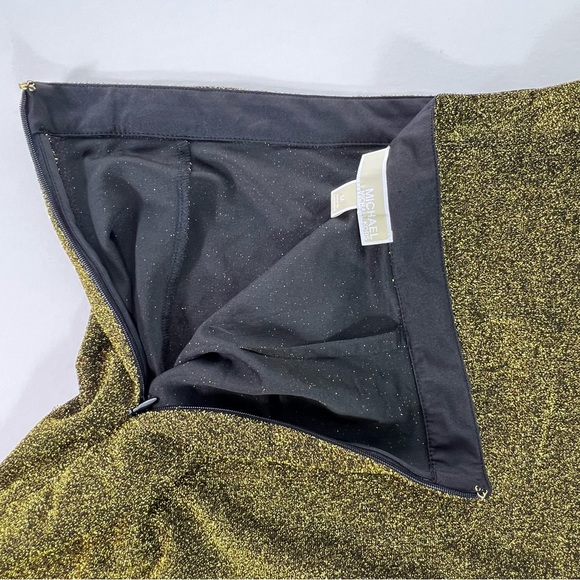 Michael Michael Kors NWT Asymmetrical Hemline Mini Skirt in Black & Gold Size:M - Picture 6 of 15
